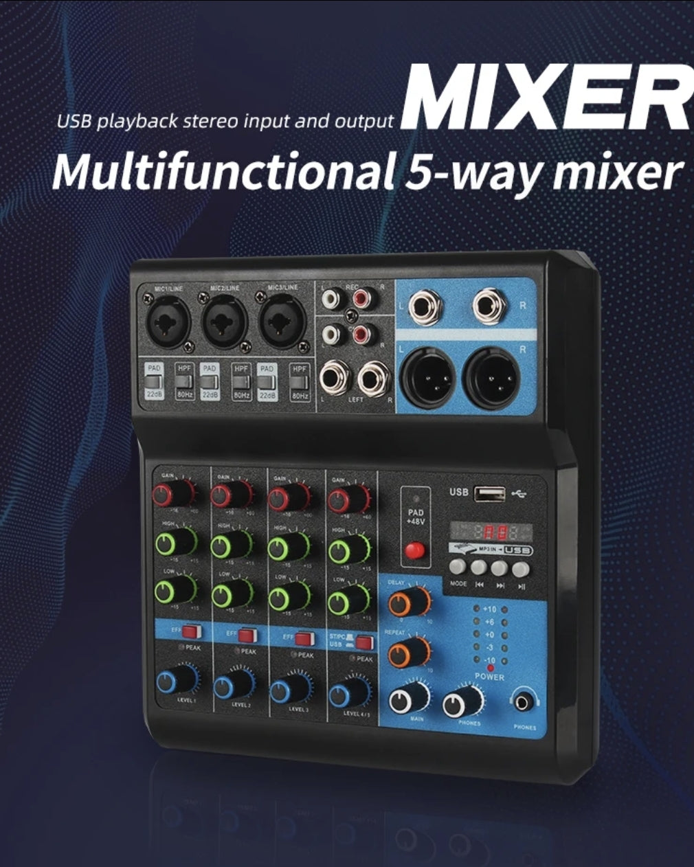 Mixer audio console 5 chanels